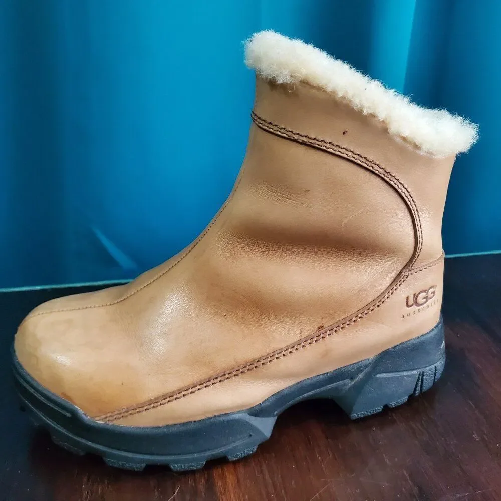 Vintage Leather & Sheep Skin Ugg Zip-up & Slip-in Boots w/Non-Slip soles  6
